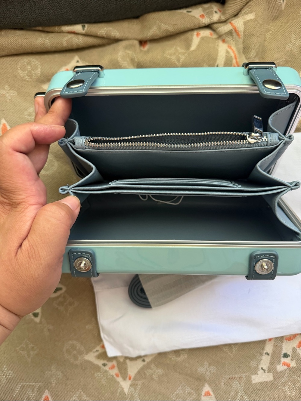 Mint Blue Mini Luggage-Inspired Crossbody Bag - Picture 5 of 7